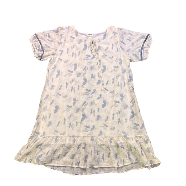 Kindred Womens White & Blue Polyester Short-Sleeve Ruffled Mini Dress Size L