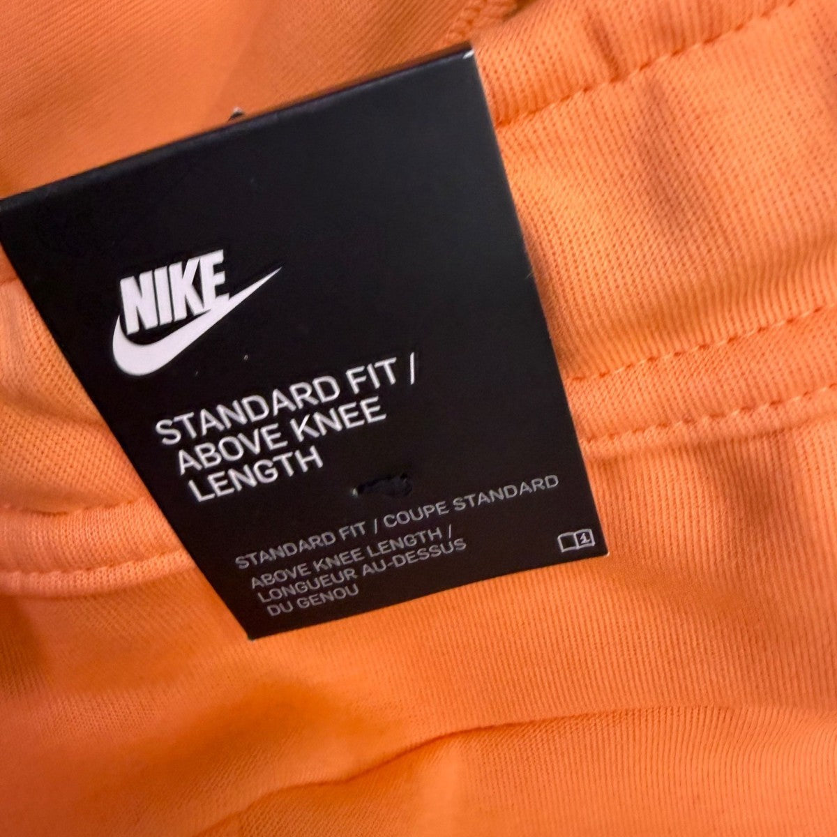 Nike Mens Orange Cotton Shorts Athletic Drawstring Waist Above-Knee Fit Size L
