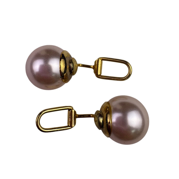 Gold Tone Womens Clip-On Earrings Faux Pearl Round Shape