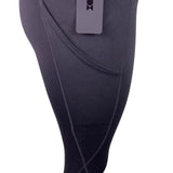 Ododos Womens Black Polyester/Spandex High-Waist Pocket Capri Leggings Size S -