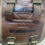 Kaukko Unisex Brown Canvas & Leather Adjustable Crossbody Strap Messenger Bag