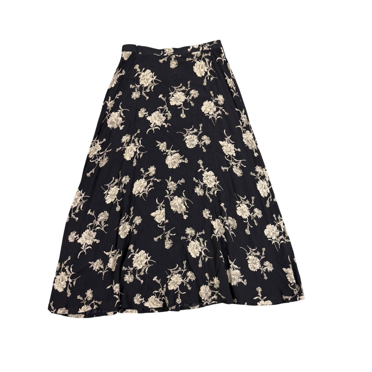 Jones New York Womens Black Rayon Floral A-Line Maxi Skirt Button Front Size 10 