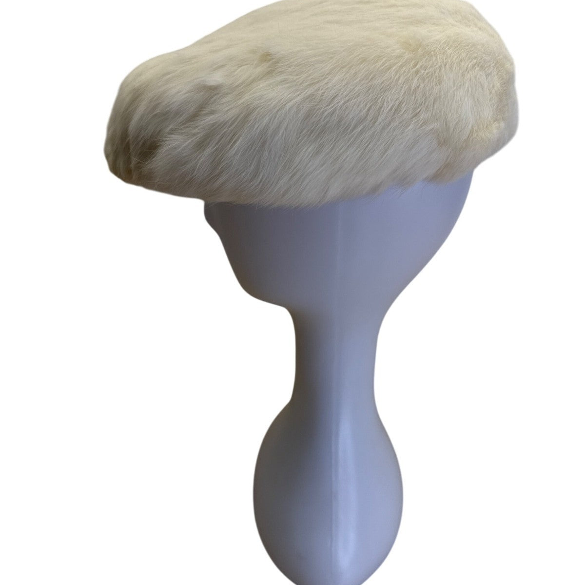 Vintage White Rabbit Fur Womens Beret Hat