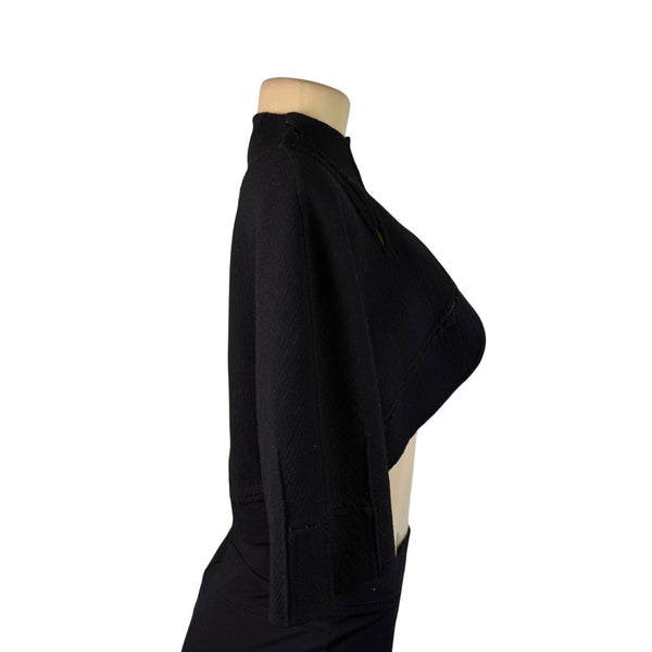 Chado Ralph Rucci Black Short Cropped Bolero Jacket Women Open Front