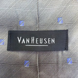 Van Heusen Men’s Gray & Blue 100% Silk Tie Geometric Pattern Made In Korea