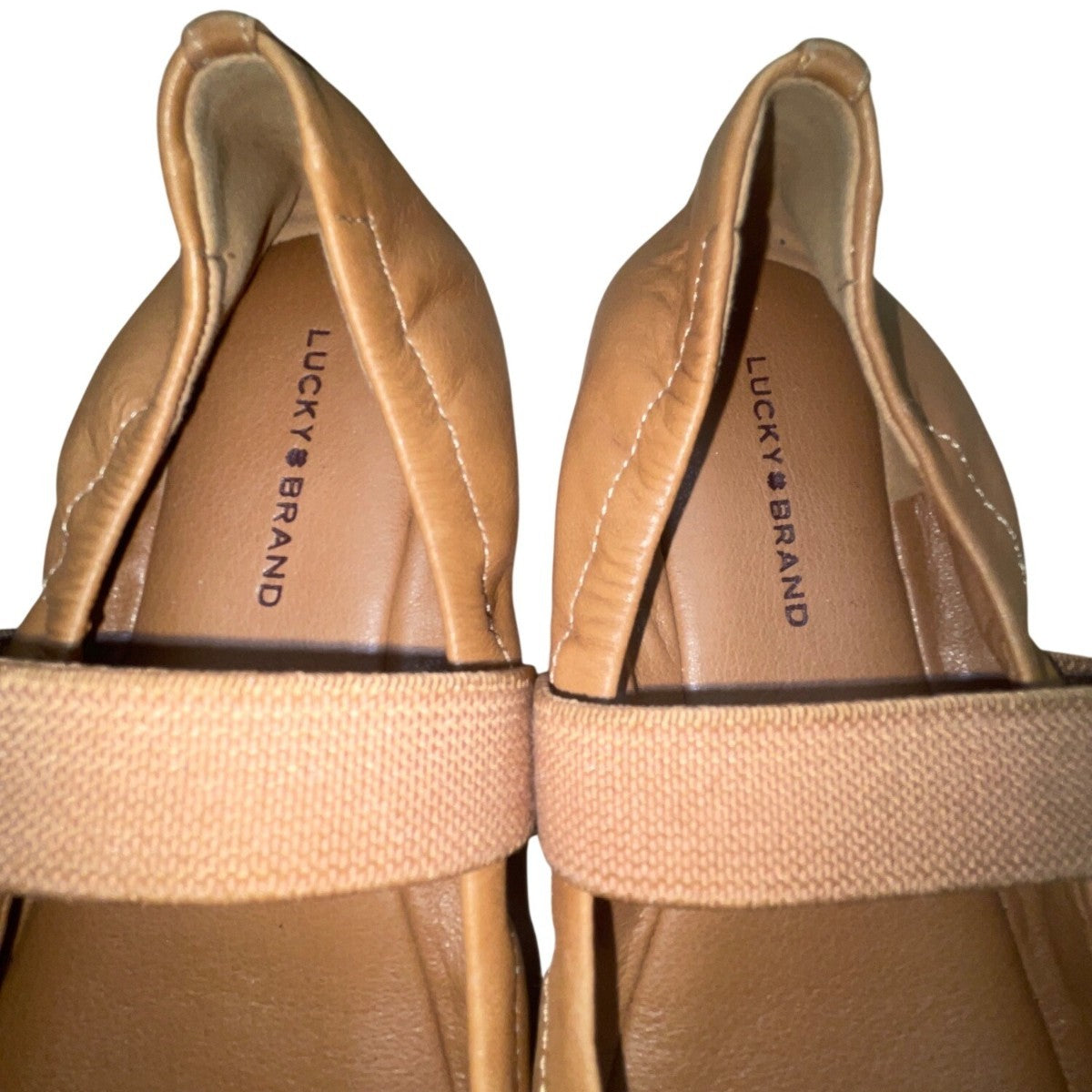 Lucky Brand Women’s Brown Leather Elastic Strap Walnen Ballet Flat Size 8M
