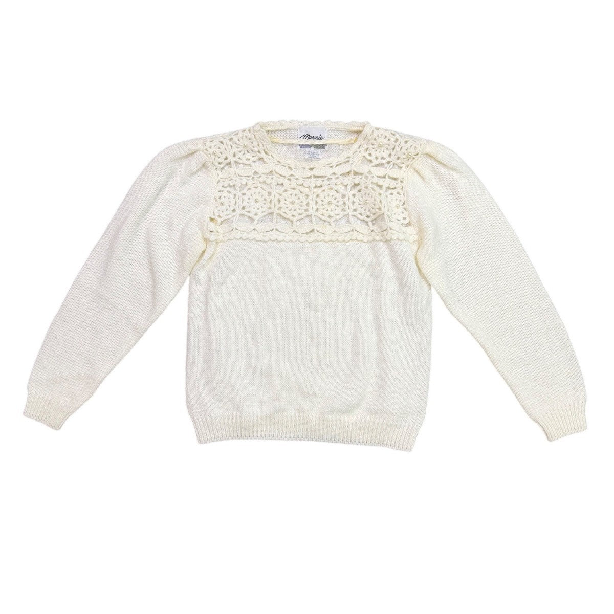 Marnie West Womens Ivory Yoke Long Sleeve Sweater Small Made In Hong Kong