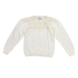 Marnie West Womens Ivory Yoke Long Sleeve Sweater Small Made In Hong Kong