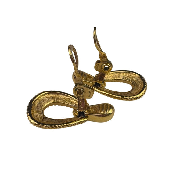 Crowned Vintage Womens Gold Tone Metal Clip-On Earrings Elegant Rope Design