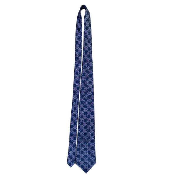 Christian D Mens Blue Silk Paisley Necktie Made In USA Fabric Woven In Italy