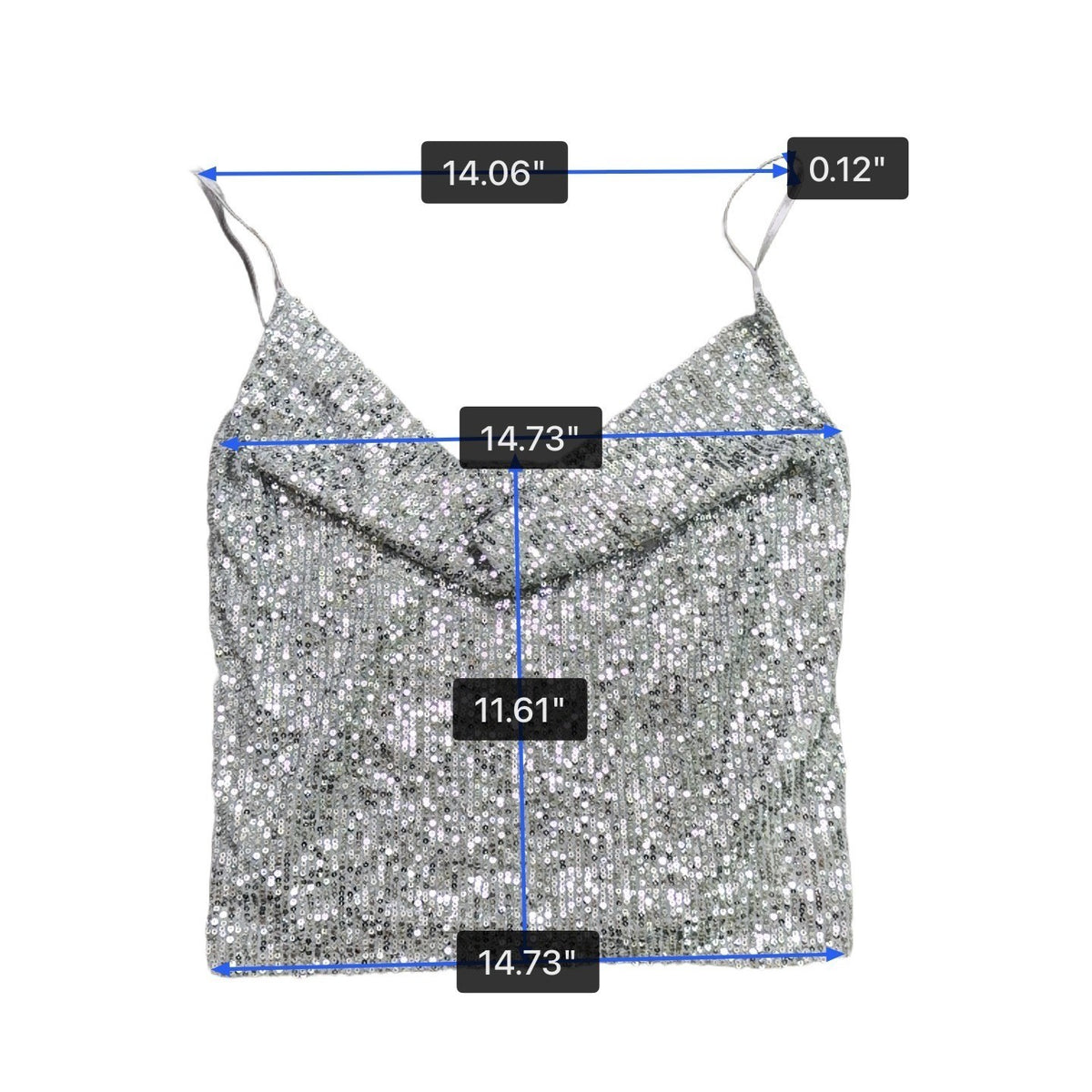 Zara Womens Silver Sequins Spaghetti-Strap Crop Top Size S