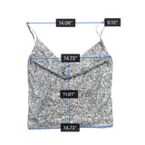 Zara Womens Silver Sequins Spaghetti-Strap Crop Top Size S