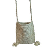 Handcrafted Women's Ivory Crochet Wool Crossbody and Shoulder Bag Sz M