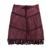 Arden B Womens Burgundy Leather Crochet Trim A-Line Skirt Size 6