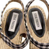 Steve Madden Women’s Black & White Gingham Bow Platform Espadrille Sandals Sz 7M