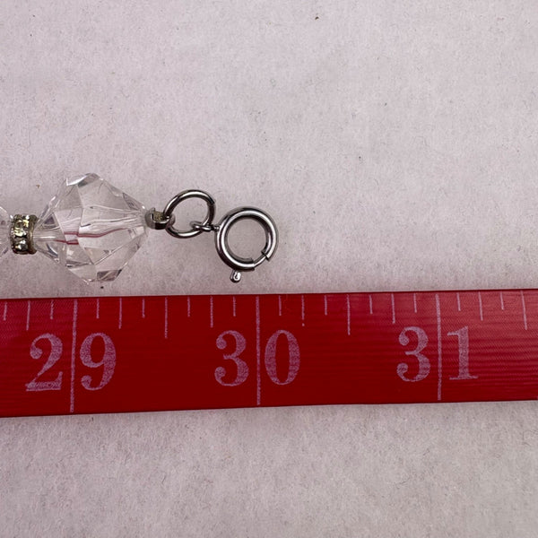 Vintage Faceted Clear Crystal Bead Necklace Silver Tone Clasp