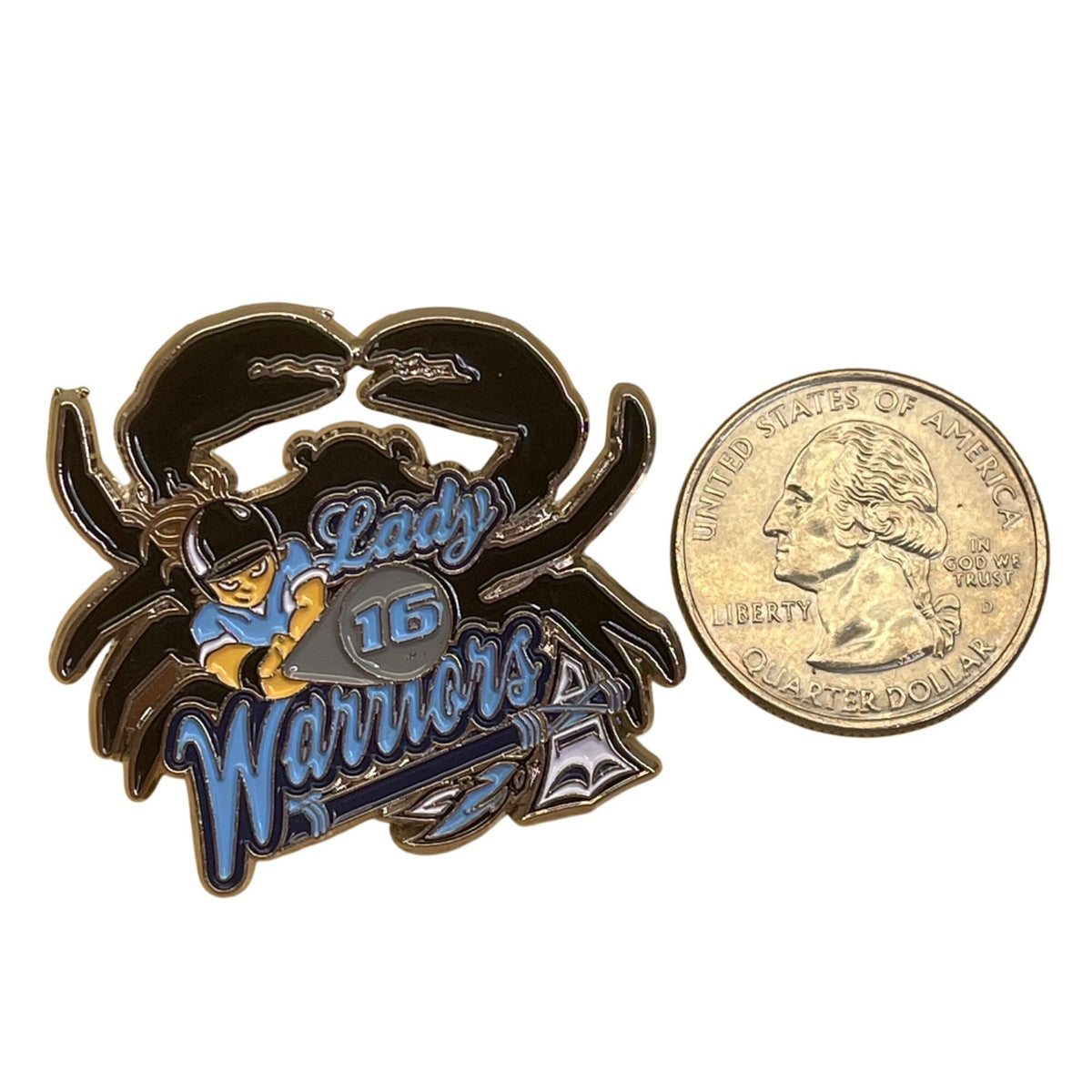 Lady Warriors Softball Crab Design Enamel Lapel Pin