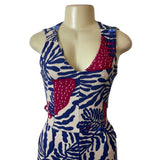 Can Tao Multicolor Sleeveless Sz XS/S Button-Up on Back Waist Tie Women Jumpsuit