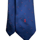 Y Saint Laurent Mens Navy Polyester/Silk Floral Pattern Classic Neck Tie