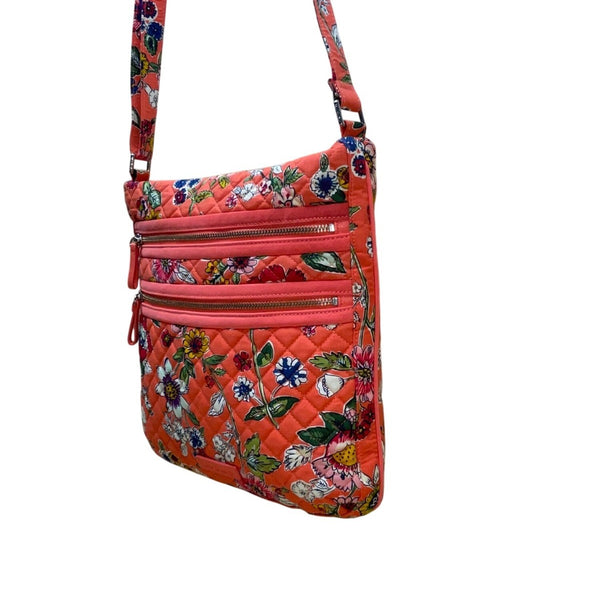 Vera Bradley Women’s Coral Floral Quilted Pattern Adjustable Crossbody Bag