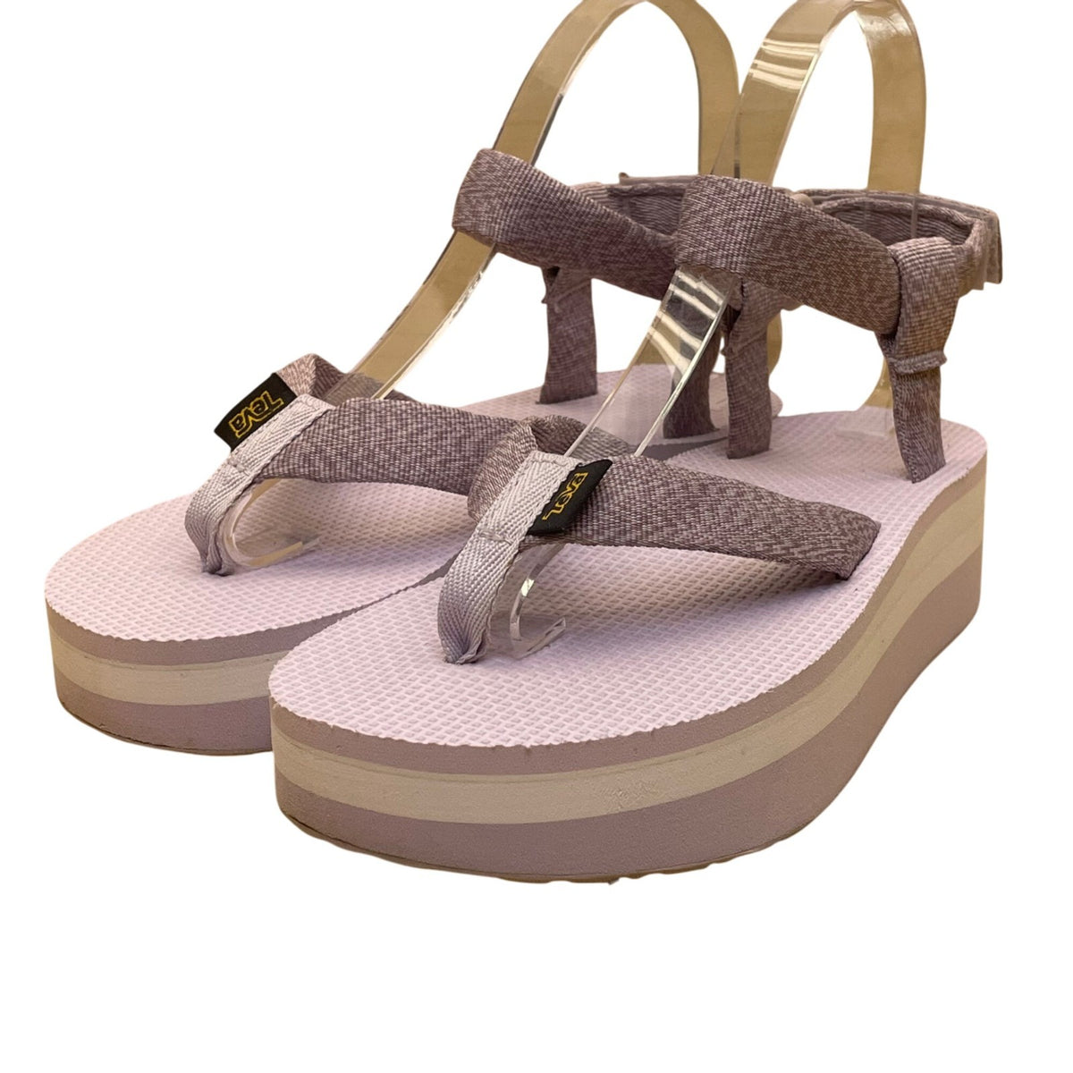 Teva Women’s Pink & White Adjustable Adhesive Straps Platform Sandals Size 6
