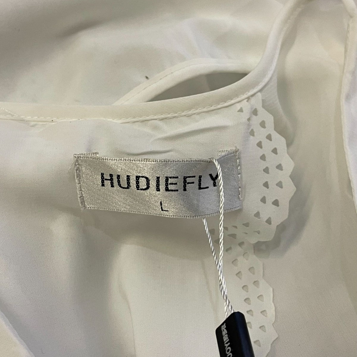 Hudiefly White Sleeveless Scalloped Layered Tank Top Open Back Design Sz L New