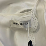 Hudiefly White Sleeveless Scalloped Layered Tank Top Open Back Design Sz L New