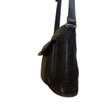 Fossil Women’s Black Leather Adjustable Strap Front Pocket Crossbody Bag