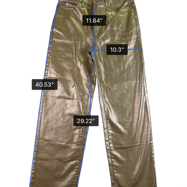 Banana Republic Womens Gold Metallic High-Rise Straight Jean Sz 27