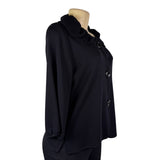 Exclusively Misook Womens Black Acrylic Button-Front Jacket Size SP