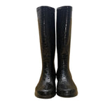 Wonder Women’s Black Croc Embossed Rubber Slip-Resistant Rain Boots Size 6