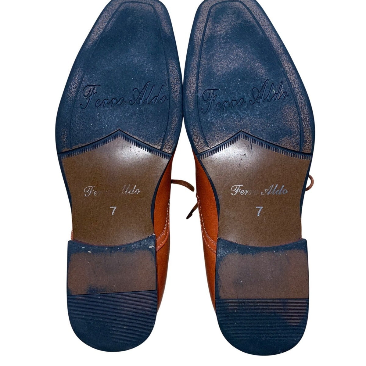 Ferro Aldo Men’s Cognac Leather Lined Lace Up Oxford Dress Shoes Size 7