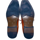 Ferro Aldo Men’s Cognac Leather Lined Lace Up Oxford Dress Shoes Size 7