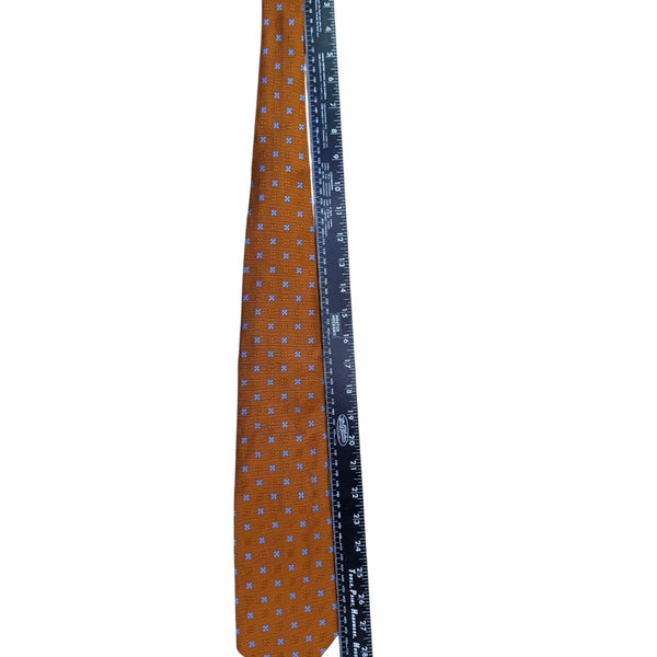 Faconnable  Mens Orange & Blue Floral Silk Necktie Elegant Design