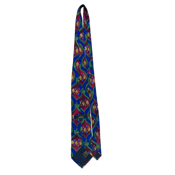 J. Garcia Mens Multicolor Silk Necktie Abstract Geometric Pattern Made In China