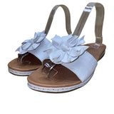 Born Women’s White Leather Flower Detail Slingback Sandals Size 10