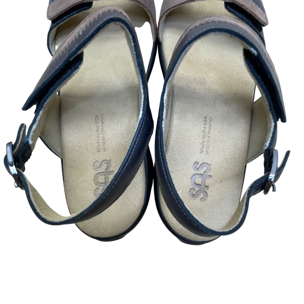 SAS Women’s Brown & Black Dusk Leather Cushioned Adjustable Sandals Sz 8.5M