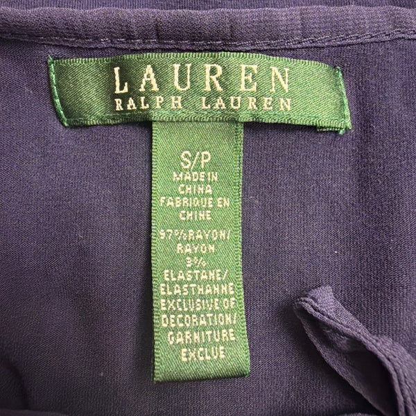 Lauren Ralph Lauren Womens Navy Sleeveless Ruffle Front Top Size SP