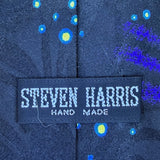 Steven Harris Mens Navy Microfiber Handmade Planet Print Tie 58