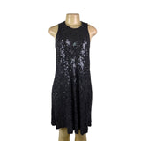 Carmen Marc Valvo Womens Black Silk Sequin Sleeveless Dress Size 10