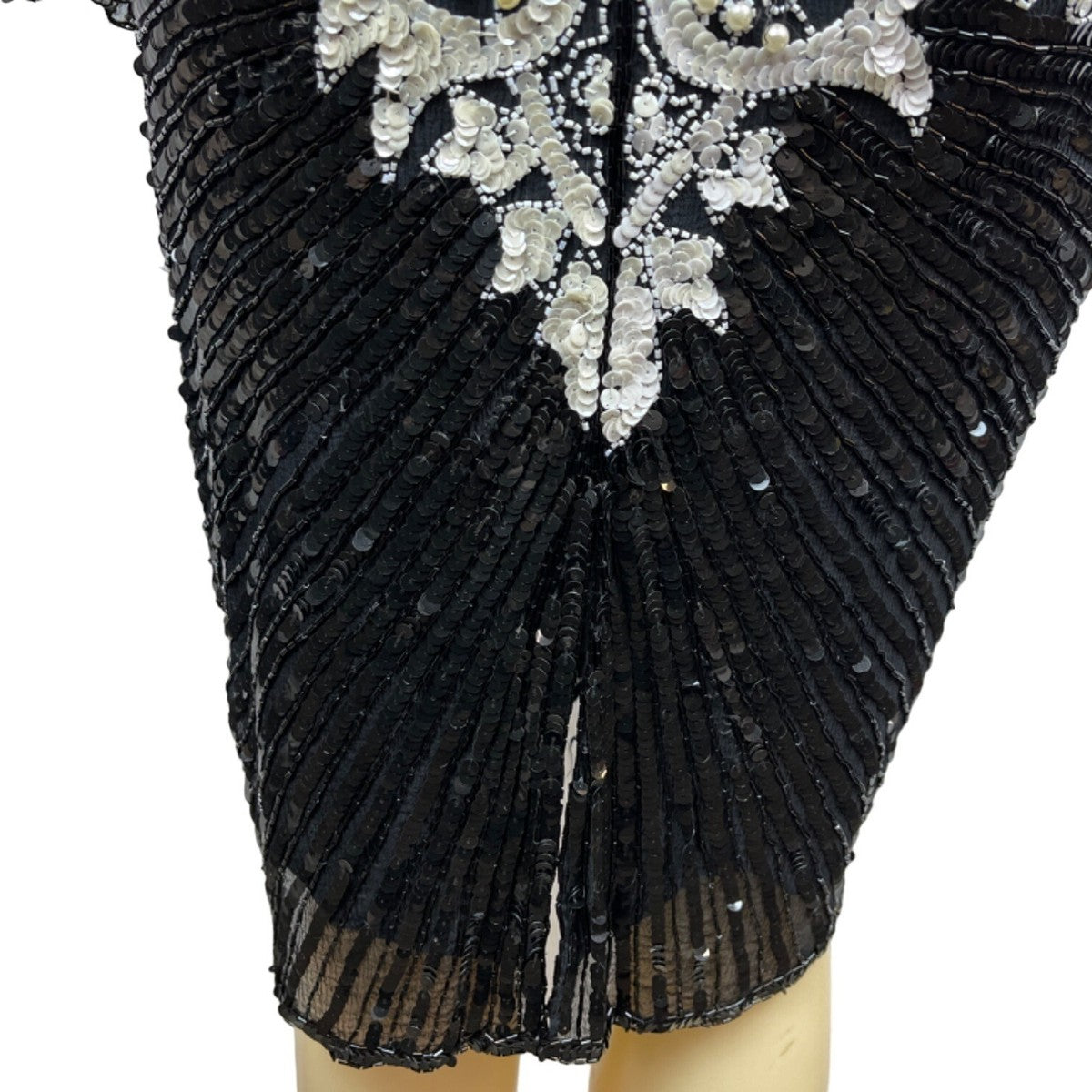 Vintage Sweet Lo Women’s Black and White Beaded Sequin Long Sleeve Dress M New