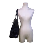 Mia K Farrow Women’s Black Faux Leather Gold Accents Zipper Pockets Tote Bag