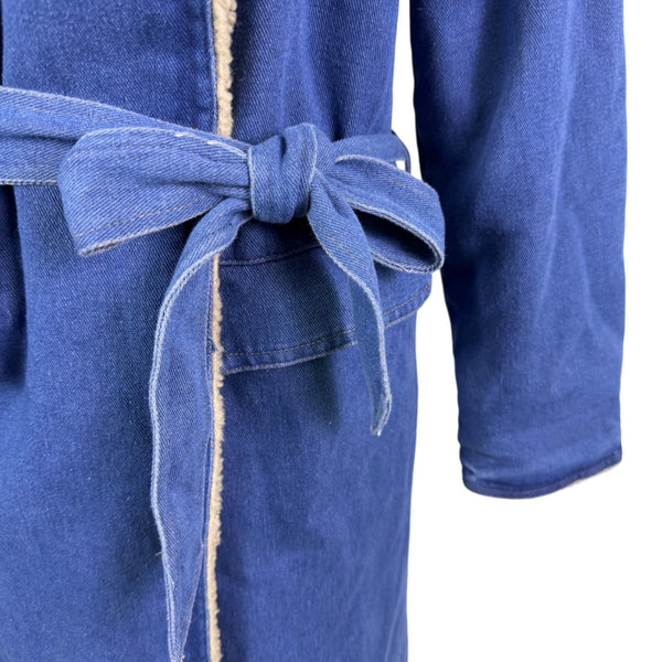 Fashion Nova Womens Blue Denim Sherp Coat  Casual Cozy Mid-Length Sz XS - New