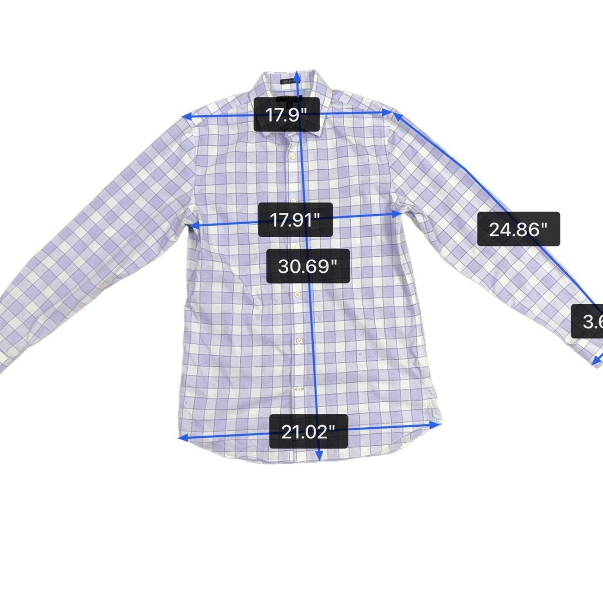 Banana Republic Mens Purple & White Plaid Long Sleeve Grant Fit Shirt Size M