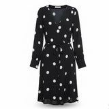 Mango Womens Black Viscose Polka Dot Long-Sleeve Casual Dress Size M
