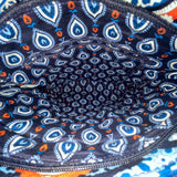 Vera Bradley Womens Blue Paisley Quilted Adjustable Strap Zippered Crossbody Bag