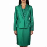 Albert Nipon Womens Green Dress & Jacket Set Elegant Formal Outfit Size 4