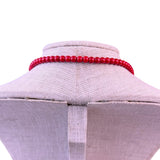 Triple-Strand Red Carved Rose Beaded Necklace Womens Jewelry Fashion Accessory