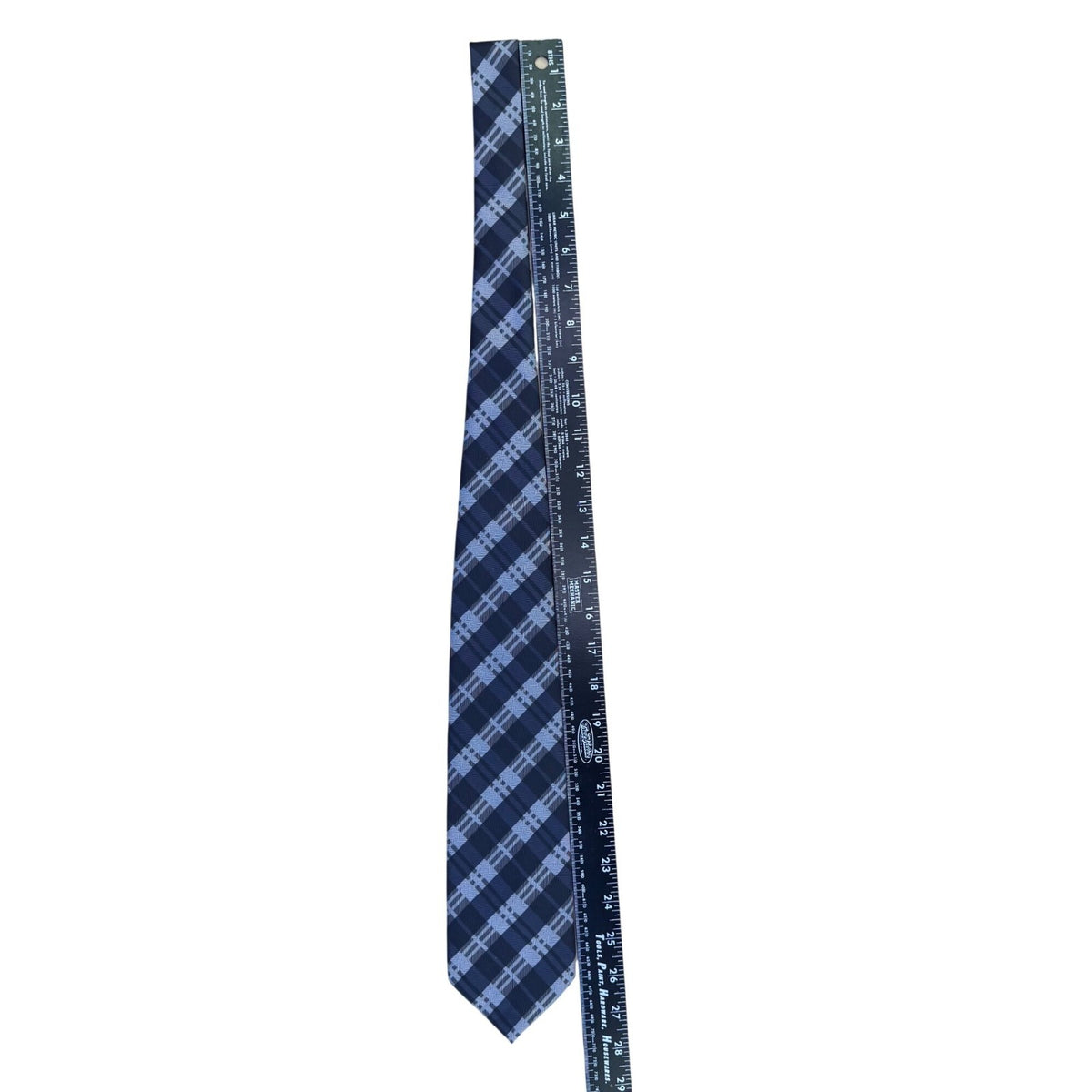 Umo Lorenzo Mens Blue Polyester Plaid Tie Classic Textured Finish Italy