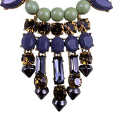 J. Crew Womens Green & Navy Beaded Statement Necklace Glass Crystals 